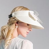 abordables Sombreros de fiesta-sombreros de paja de playa bohemia/sombreros de paja con lazo de satén casual/tocado de vacaciones/protección solar