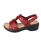 ieftine Sandale casual-Pentru femei Sandale Sandale Platformă Pantofi de confort În aer liber Zilnic Plajă Culoare solidă Floral Mată Vară Flori Toc Platformă Vârf deschis Clasic Casual PU piele Poliester Buclă Negru Alb