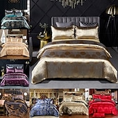 cheap Duvet Cover Sets-3Pc Satin Silk Duvet Cover Bedding Sets Comforter Cover with 1 Duvet Cover or Coverlet，2 Pillowcases for Double/Queen/King(1 Pillowcase for Twin/Single)，Luxury style, dry and breathable fabric