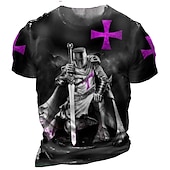 tanie Koszulki z wiarą-Męskie Dla obu płci Krzyż templariuszy Wzory graficzne Soldier Podkoszulek przetarta koszulka Krótki rękaw Podkoszulek Druk 3D Półgolf Koszula Sport Designerskie Codzienny Na zewnątrz Ulica Codzienny