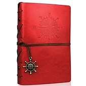 cheap Notebooks &amp; Planners-Travel Journal Notebooks Vintage PU Leather Note Book Quality Paper No Lines Thick and Smooth to Write in A6 Refillable Notebook 7 by 5 Inches 80 Sheets, Back to School Gift