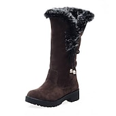 cheap Snow &amp; Winter Boots-Women&#039;s Black Faux Fur Trimmed Winter Boots - Warm and Stylish, Lace-Up Design, Non-Slip Sole, Ideal for Cold Weather and Casual Wear