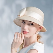 baratos Chapéu de Festa-Chapéus Elegantes e Fofos  Chapéus de Fibra  Chapéus de Palha com Laço  Fita 1PC Casual  Chá Party  Acessório do Melbourne Cup impressione no desfile Derby Chapéus Dia da Corrida Vestido 2025