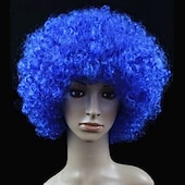 olcso Party Parókák-karneváli parókák molett yaki afro göndör bob paróka közepes hosszúságú barna szintetikus haj férfi nő gyerekek aranyos cosplay piros színű karneváli parókák halloween parókák