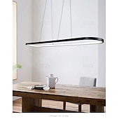 economico Luci Isola cucina-Lampada a sospensione a led 1 luce 70c/90m 40w design ovale rettangolo alluminio finiture verniciate nere lampada moderna per sala da pranzo ristorante bar 110-240v solo dimmerabile con telecomando