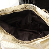 cheap Handbag &amp; Totes-Women's Tote Shoulder Bag Tote Nylon PU Leather Outdoor Office Daily Zipper Solid Color Silver Black Gold