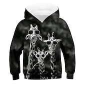 billiga Pojkens 3D-djur-Pojkar 3D Djur Giraff Huvtröja Långärmad 3D-tryck Höst Vinter Aktiv Sport Mode Polyester Barn 3-13 år Utomhus Dagligen Inomhus Normal
