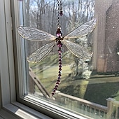 baratos Espanta-espíritos-Libélula apanhador de sonhos de cristal carrilhão de vento presente artesanal carrilhão de vento ornamento de parede pendurado decoração ao ar livre 15*15 cm