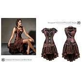 cheap Gothic-Punk &amp; Gothic Vintage Inspired Medieval Skirt Corset Outfits Pirate Asymmetric Hem Fancy Dress Women's Halloween Carnival Masquerade Party Halloween Adults' Skirts Corset