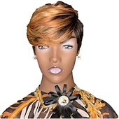 economico Parrucche di altissima qualità-parrucca di capelli corti parrucche per le donne nere short pixie cut parrucche per le donne nere breve rettilineo parrucche nere delle signore parrucche sintetiche corte per le donne nere donne