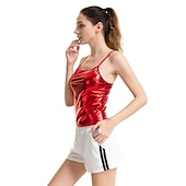 tanie Najfatalniejszy-Metaliczne Lata 80 Błyszczący patent na lateks Koszulka damska na ramiączkach Skóra PU Pasek Spaghetti Strój na bal maskowy Damskie Bal maskowy Impreza Wieczór panieński Parada równości Dla dorosłych