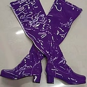 cheap Fashion Boots-Women&#039;s Black Patent Leather Over-the-Knee Boots with Chunky Heel, Stylish and Sleek for Night Out and Party Wear