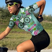 abordables Maillots de mujer-Mujer Maillot de Ciclismo Graphic Estampado Letra y Número Manga Corta Bicicleta Maillot Camiseta con 3 bolsillos traseros MTB Bicicleta Montaña Ciclismo Carretera Secado rápido Suave Bandas