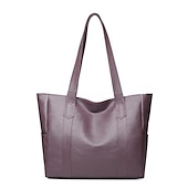 お買い得  ハンドバッグ＆トートバッグ-女性用大型ブラックフェイクレザートートバッグ - 仕事、旅行、日常使いに最適なスタイリッシュなショルダーハンドバッグ