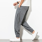 levne Domov-Pánské Tepláky Běžec Kalhoty Letní kalhoty Plážové kalhoty Šňůrky Elastický pas Proužek Pohodlné Prodyšné Ležérní Denní Streetwear Směs bavlny Sportovní Módní Černá Bílá Lehce elastické