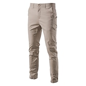 economico Chino-pantaloni cargo da uomo elastico in vita tasche multiple pantaloni a tutta lunghezza casual anelastico tinta unita sport all&#039;aria aperta vita media verde militare nero kaki blu navy s m l xl xxl