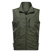 cheap Men&#039;s Vest-Men&#039;s Vest Gilet Fishing Vest Hiking Vest Sleeveless Vest Gilet Jacket Outdoor Holiday Streetwear Chic &amp; Modern Summer Spring Pocket Quick Dry Polyester / Cotton Breathable Pure Color Zipper Stand
