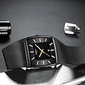 cheap Quartz Watches-NIBOSI Blue Square Mens Watches Top Brand Luxury Quartz Watch Men Slim Waterproof Male Wristwatch Men Relogio Masculino 2376