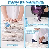 baratos armazenamento de bagagem e viagem-Pacote com 5 sacos de vácuo para viagem com bomba de vedação para roupas, cobertores, bolsa de armazenamento com válvula, borda transparente, organizador comprimido dobrável, pacote com vedação para economia de espaço em viagens