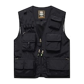 billiga Herrars fiskeväst-Herr Väst Gilet Fiskeväst Vandringsväst Ärmlös väst Gilet Jacka Utomhus Gata Helgdag Dagliga kläder Streetwear Elegant och modernt Sommar Vår Ficka Polyester Andningsfunktion Snabb tork Ren färg