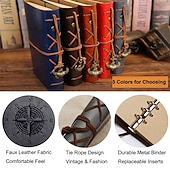 cheap Notebooks &amp; Planners-Travel Journal Notebooks Vintage PU Leather Note Book Quality Paper No Lines Thick and Smooth to Write in A6 Refillable Notebook 7 by 5 Inches 80 Sheets, Back to School Gift