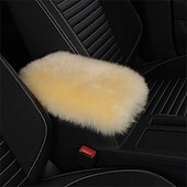 abordables Reposacabezas para coche-Funda de Consola Central de Auto Universal Funda de Apoyabrazos de Piel de oveja de cuero genuino Protector Esponjoso