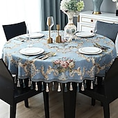 cheap Tablecloth-Round Tablecloth Farmhouse Table Cloth Spring Tablecloth Round Outdoor Cloth Table Cover Oval Rectangle For Picnic,Wedding,Dining,Easter,Kitchen
