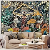 billige Trippy billedvev-soppteppe brennende solteppe hippieøyne billedvev mandala vinstokker billedvev månefase veggteppe veggtepper for rommet