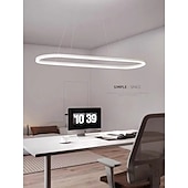 economico Luci Isola cucina-Lampada a sospensione a led 1 luce 70c/90m 40w design ovale rettangolo alluminio finiture verniciate nere lampada moderna per sala da pranzo ristorante bar 110-240v solo dimmerabile con telecomando