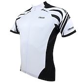 abordables Maillots pour hommes-Homme Maillot Velo Cyclisme Manche Courte Cyclisme Maillot Top avec 3 poches arrière VTT Vélo tout terrain Vélo Route Respirable Séchage rapide Résistant aux ultraviolets Zip frontal Blanche Jaune