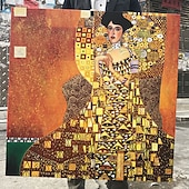 voordelige Beroemde schilderijen-mintura handgemaakte portret van adele bloch-bauer olieverf op canvas wall art decoratie gustav klimt beroemde foto voor home decor rolde frameloze ongestrekte schilderij