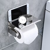 お買い得  トイレットペーパーホルダー-多機能トイレット ペーパー ラック 304 ステンレス鋼ロール ペーパー タオル ラック大/小ミラー明るい明るい色