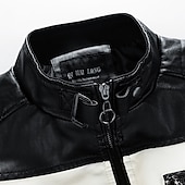 baratos Casacos &amp; Sobretudos para Homem-Homens Blusão de couro falso Jaqueta de Transição Jaqueta de motociclista Jaqueta de Motocicleta Diário Motocicletas Térmico / Quente Á Prova-de-Chuva Zip Completo Outono Cores Variadas Simples
