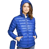 levne Puffer Jackets-dámská bunda s kapucí turistická péřová bunda duckdown zimní outdoor celorozepínací mikina s kapucí zateplená sbalitelná větruodolná ultra lehká (ul) bunda kabát top kemping lyže / snowboard rybaření červená modrá