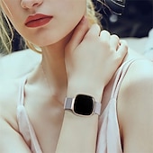 billige Fitbit klokkebånd-Reim til Smartklokke Kompatibel med Fitbit Versa 4 Sense 2 Versa 3 Sense Rustfritt stål Smartklokke Stropp Pustende Støtsikker Milanesisk rem Erstatning Armbånd
