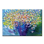 お買い得  花/植物画-ミンチュラ 手作り 厚いテクスチャー 花 油絵 キャンバス 壁アート 装飾 モダン 抽象画 ホームデコレーション ロールフレームレス 未延伸絵画