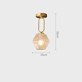 abordables Luces de techo-Mini lámpara de techo de montaje empotrado, cristal cerca de las luces del techo, luces de pasillo Lámparas de techo de montaje empotrado de cristal Candelabro de techo dorado (sin bombilla)