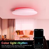 お買い得  シーリングライト調光可能タイプ-スマート LED シーリング ランプ 12 インチ 28 w フロント ウォーム ホワイト ライトとバック rgb 色を変更する組み込みベッドルーム ランプ アプリと音声制御タイミング Alexa google ホーム ac100-240v と互換性があります。