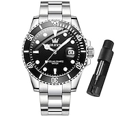 economico Orologi al quarzo-OLEVS Orologi Al Quarzo da Uomo Top Brand Lusso Business Impermeabile Luminosa Grande Cassa Orologi da Polso Sportivi in Acciaio Inossidabile