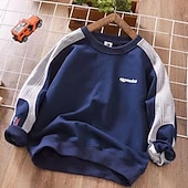 economico Completini per bambini-Da ragazzo 3D Color Block Set felpa con cappuccio e pantaloni della tuta Completo Manica lunga Autunno Inverno Di tendenza Stile preppy Cotone Bambino 3-12 anni Sport Standard