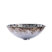 economico Lavabi da appoggio-set lavabo rotondo da bagno 16,5 &quot;x 5,7&quot;, lavandino artistico lavabo con motivo dorato finitura in vetro temperato lavabo artistico sopra lavabo lavabo in ottone