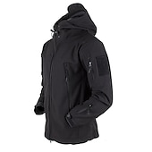 abordables Chaquetas y abrigos de hombre-operaciones especiales de los hombres chaqueta táctica militar de caparazón suave abrigo de caza con capucha abrigo de lana con capucha al aire libre térmico cálido impermeable a prueba de viento forrado con vellón ligero gabardina de invierno superior pe