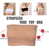 baratos Sutiãs-sutiã bandeau sem costura plus size sem alças sutiã tubo superior elástico com almofadas removíveis para roupas femininas para casa