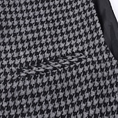 cheap Men&#039;s Vest-Men&#039;s Vest Waistcoat Wedding Daily Streetwear Business Fall Winter Print Polyester Breathable Houndstooth Single Breasted Turndown Regular Fit Black Coffee Vest