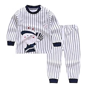 billiga Kläder för pojkar-unisex hoodie för barn &amp; byxa kläder set 2 delar långärmad mörkblå tecknad djur bomull ledig komfort 2-6 år