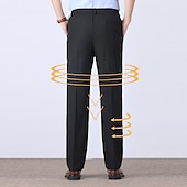 preiswerte Schlank-Herren Anzughosen Hose Hosen Chinesisch Chino Elastische Taille Glatt Komfort Atmungsaktiv Hochzeit Geschäft Casual Modisch Klassisch Schwarz Staubiges Blau Hoher Taillenbund elastisch