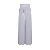 cheap Plain Cotton Linen Pant-Women&#039;s Plus Size Cotton Linen Pants High Waist Solid Color Drawstring Wide Leg Comfy Breathable Quick Dry Micro-elastic Black White Dark Navy Blue Summer Spring Fall Loose Fit