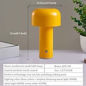 billige Bordlamper-bordlampe bærbar italiensk sopp trådløs touch oppladbar nattlampe usb bordlampe skrivebordsdekorasjon soverom nattlampe