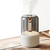 cheap Humidifiers &amp; Dehumidifiers-Candlelight Aroma Diffuser Portable 120ml Electric USB Air Humidifier Cold Fog Machine Atomizer with LED Night Light