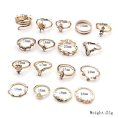 cheap Rings-17pcs Ring For Women&#039;s Work Gift Daily Alloy Geometrical Graduation Joy